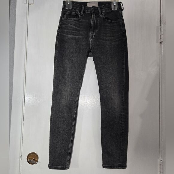 EVERLANE High-Rise Ankle Skinny Jeans Washed Black Sz 26 - Picture 4 of 11